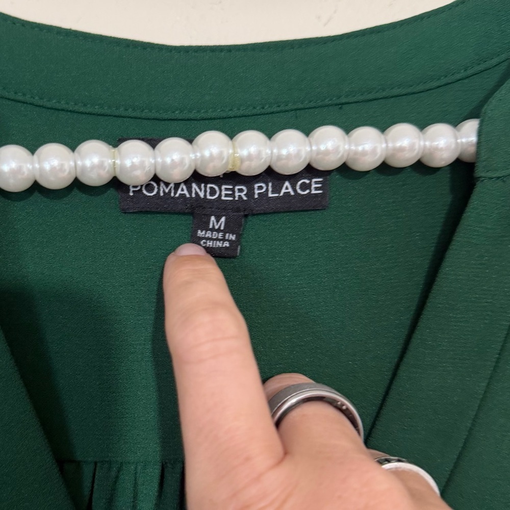 Tuckernuck Pomander Place Green Crepe Kenzo Dress SIZE MEDIUM - Picture 5 of 7
